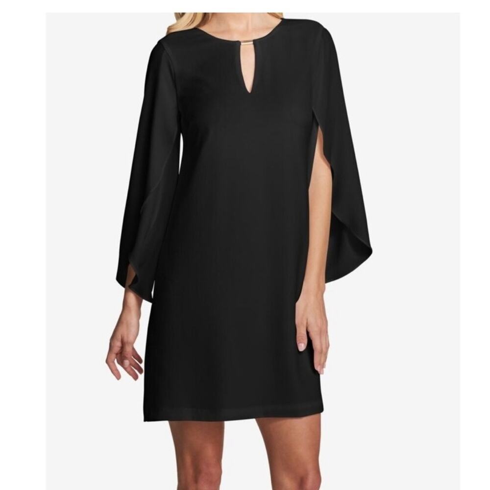 Kensie Women's Split Sleeve Keyhole Crepe Dress Size 2